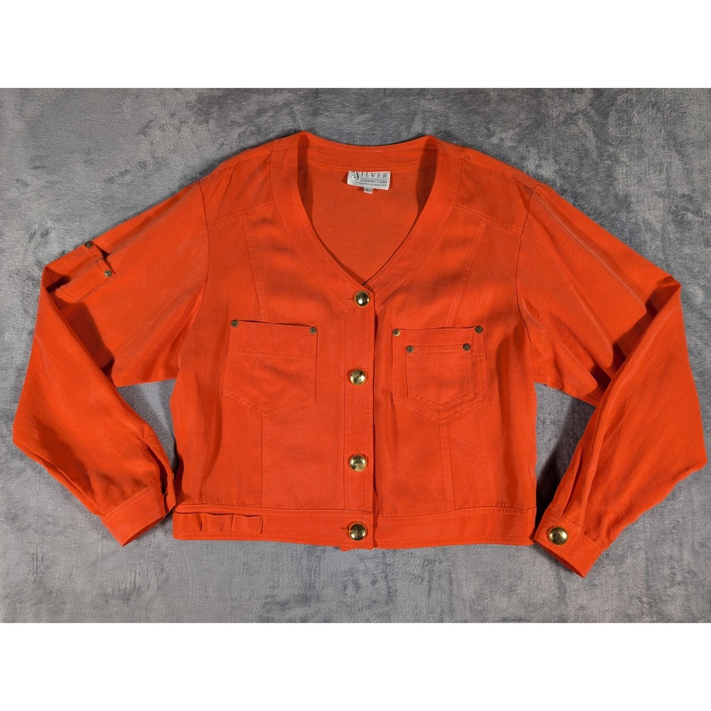 Silver Connection Dorothy Schoelen Vintage Orange Cropped Button Jacket Womens L
